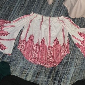 long sleeved off the shoulder top